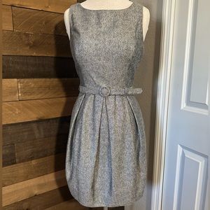 Silver pleated dress with belt